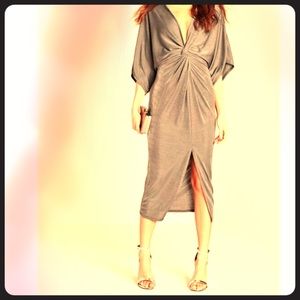 slinky kimono midi dress grey